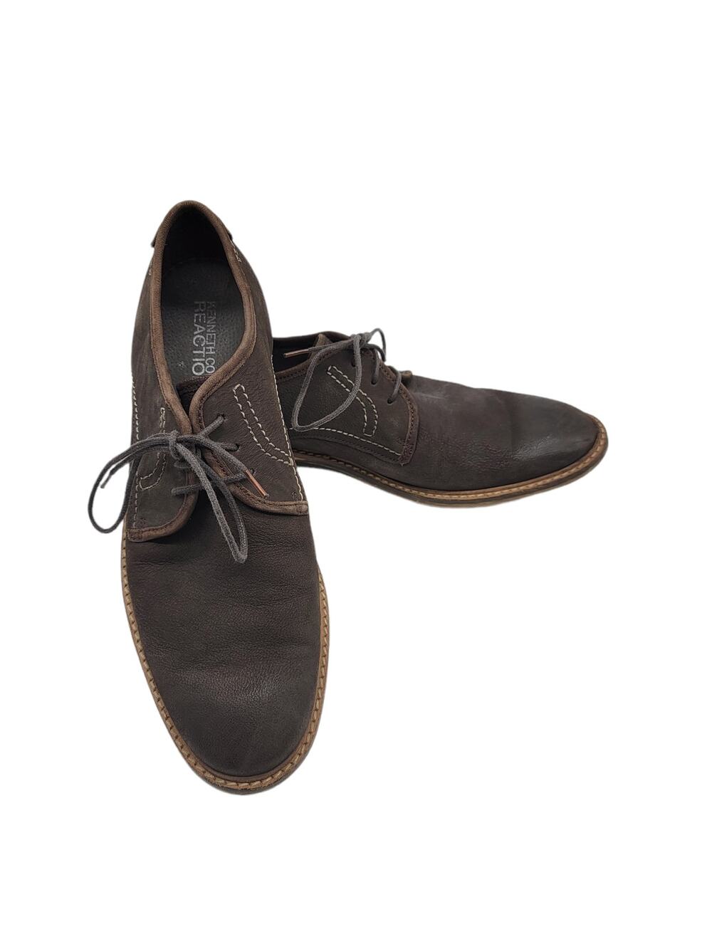 Kenneth Cole Reaction Dark Brown Suede Leather Men's Lace Up Shoes Size 9.5
